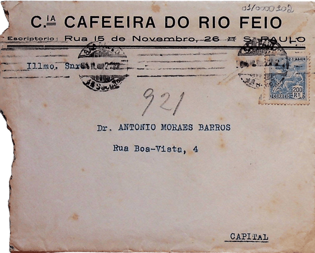 Envelope da Companhia Cafeeira do Rio Feio.